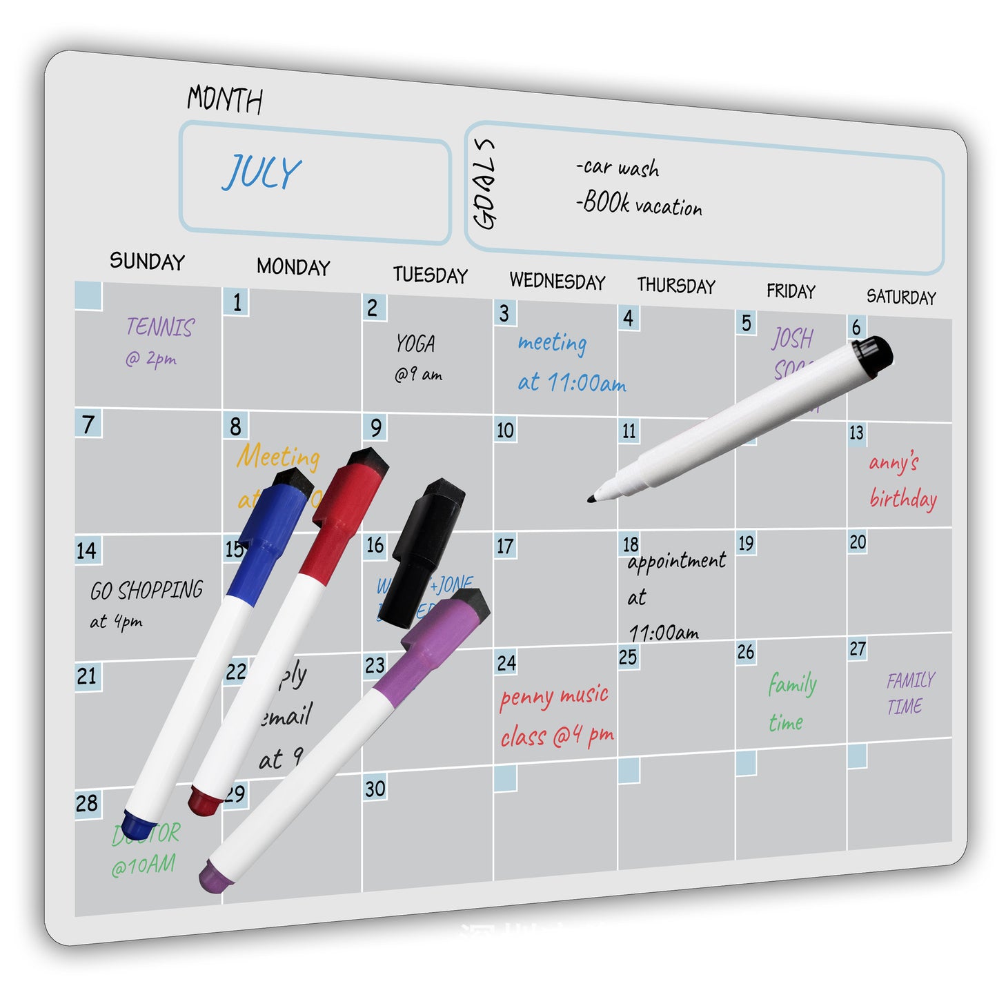 Calendrier magnétique mensuel et hebdomadaire A3 pour réfrigérateur