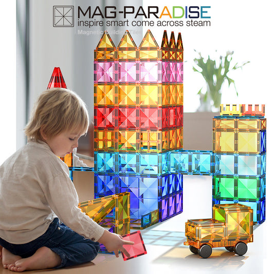 Diamond-faced color window force pieces children's boys and girls' educational assembly building blocks.